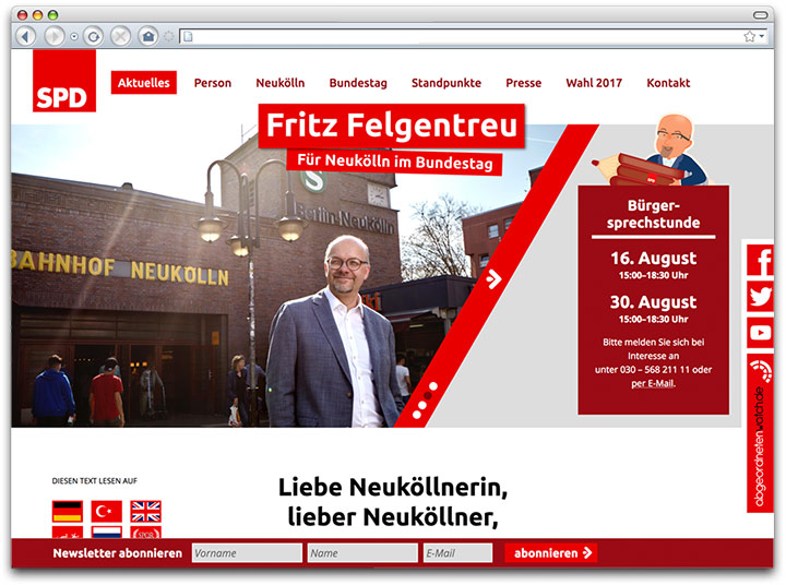 Screenshot Webseite Fritz Felgentreu